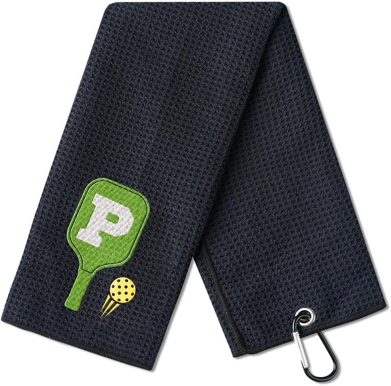 CybGene Embroidered Pickleball Towel, Funny Gift for Pickleball Lovers, 16"x 24" Microfiber Towel, Initial P - Image 1